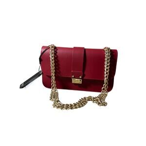 Alessandro Mari Red Leather 3 Way Bag Clutch Shoulder Crossbody NWT